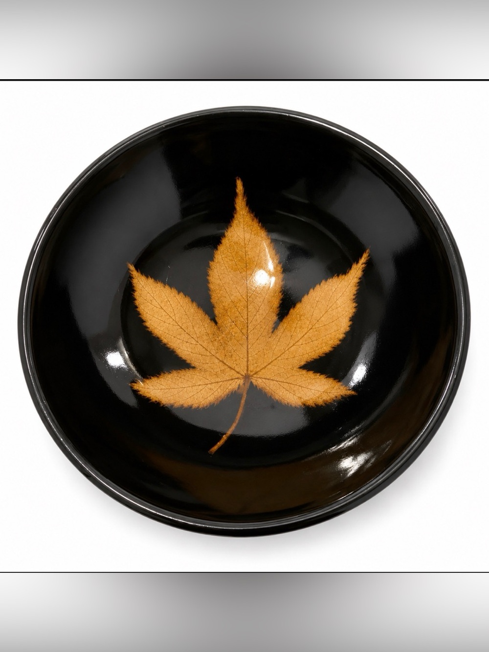 Chinese Song Kiln Black Glazed Handmade Maple Leaf Tea Bowl Uniquely Exquisite